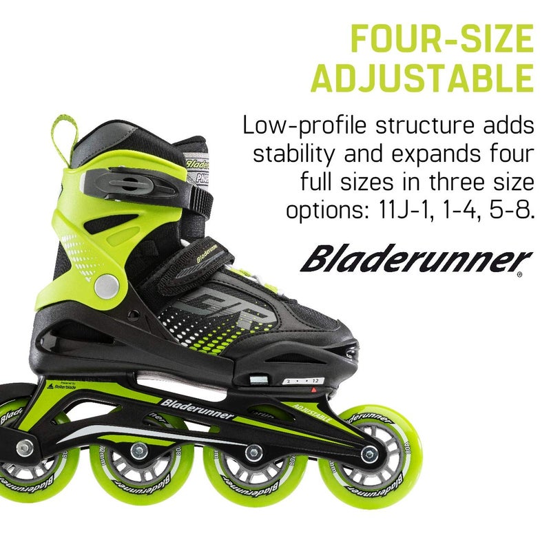 ROLLERBLADE بلادرونر بواسطة رولر بليد فينيكس أولاد زلاجة لياقة بدنية قابلة للتعديل، أسود وأخضر مقاس 5-8 - Image 3